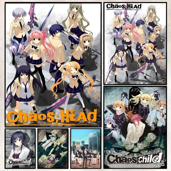 Anime C-CHAOS;HEAD Poster, selbstklebendes HD-PP-Papier, Wandkunst-Poster, wasserfeste Dekoration für Schlafzimmer, Wohnzimmer und Zuhause