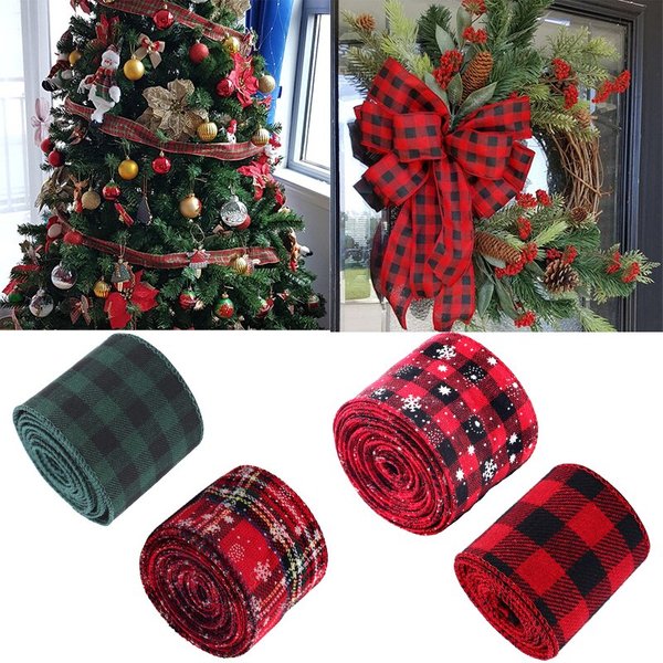 6M/Roll Imitation Hemp Ribbon Christmas Tree Ribbons Xmas Wreath Garland Bowknot Ribbon Roll Linen Lattice Ribbon Noel Navidad