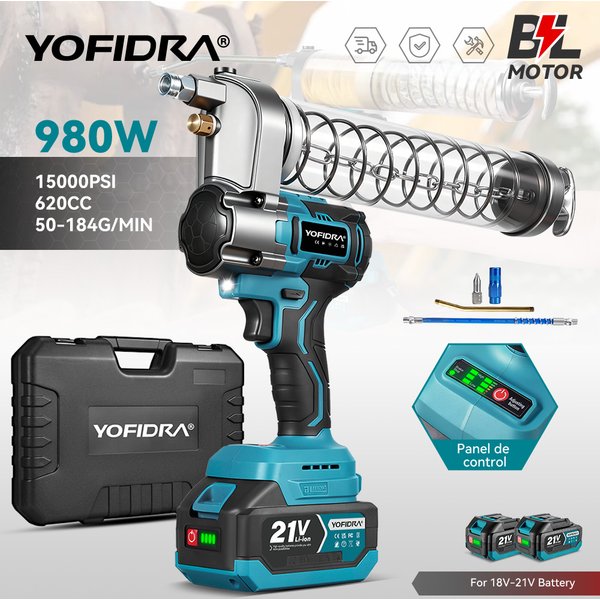 YOFIDRA 103Mpa Bürstenlose Elektrische Fettpresse Öleinspritzgerät 15000PSI Fettpresse Elektrowerkzeug für Makita-Akku