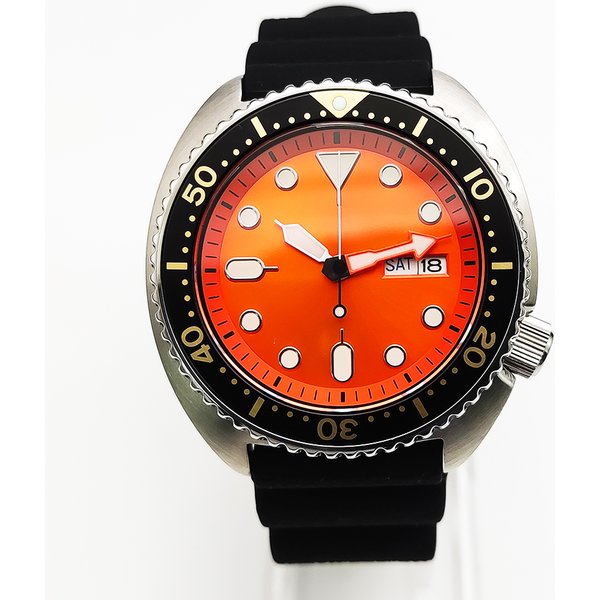Montre automatique étanche pour hommes, cristal saphir, acier inoxydable, NH35, mécanique, Orange Abalone
