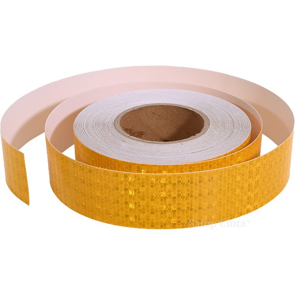 5cm x 50m waben gelbes reflektieren des Sicherheits band mit glänzendem Stern reflektor aufkleber starkes selbst klebendes Retro-Reflexions band für Fahrzeug