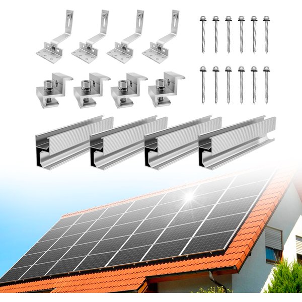 CP-SETUNO Solarpanel-Montageset, Photovoltaik-Montageschiene für 1/2/4 Solarpanel, 300-mm-Aluminium-Montageschiene, für 30/35 m