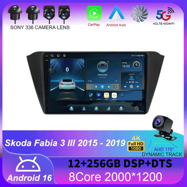 Radio samochodowe Android 16 Multimedia do Skoda Fabia 3 III 2015 2016 2017 2018 2019 Carplay 4G Wifi GPS RDS DVD Autoradio Stereo DSP