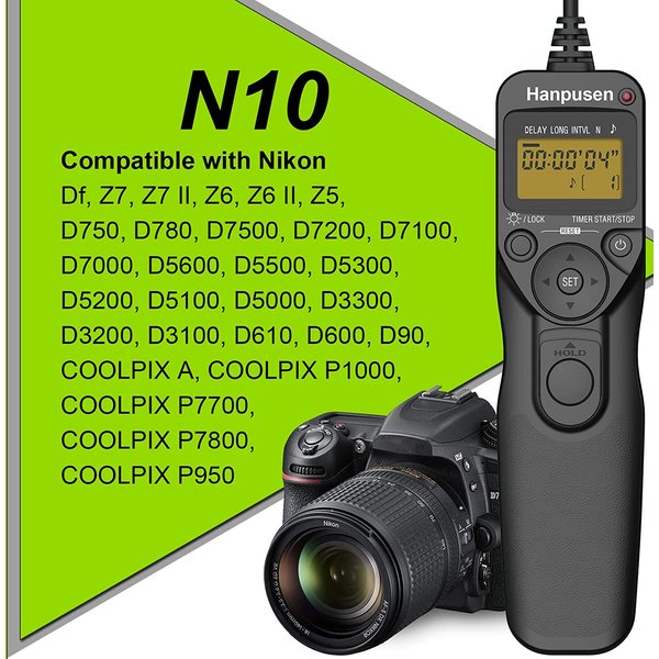 Timer-Fernschalter, Multifunktions-Fernbedienungskabel für Nikon mit DC2-Anschluss, Z5 Z7II Z6II D90 D5600 D780 D7500 P950 P1000 P7800