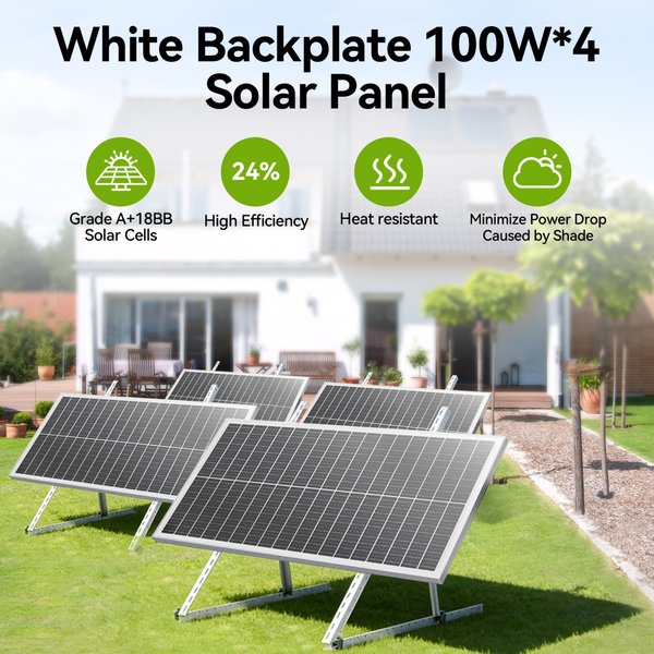 Panel słoneczny Rvpozwer 400W/200W/100W 12.8V 18BB N-Type Monokrystaliczny, o wysokiej wydajności, wodoodporny, do ogrodu, na dach, do systemów off-grid.