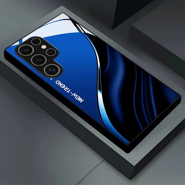 Blaues Business-Muster-Glas-Handycase für Samsung für die Modelle Galaxy S26/S25, S24/S23/S22/S21/S20, usw.