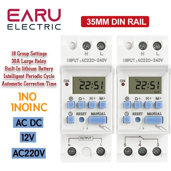 AC 220V 230V 110V DC 12V 24V 48V 15A 30A THC15A Din-schiene Wöchentlich 7 Tage Programmierbare Digitale Zeitschaltuhr Relais Timer Controller