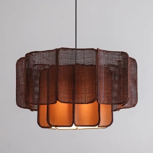 Lampe suspendue en rotin, style Wabi-sabi, luminaire vintage pour salle à manger, salon, chambre à coucher, maison d'hôtes, comptoir de bar