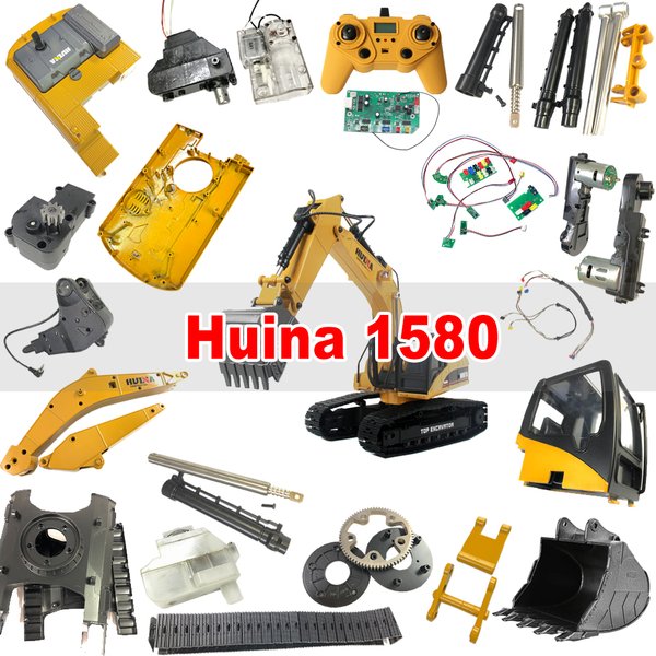 HUINA 1/14 1580 580 23CH Vollmetall Bagger Getriebe Zahn Box Metall Putter Greifer Schnellkupplung Eimer Arm Track Chassis Teile