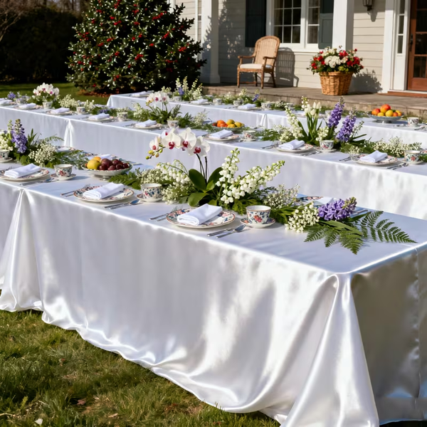 Satin-Tischdecke, Waschbare Rechteckige Glänzende Tischdecke, Leuchtende Seiden-Tischdekoration für Esszimmer, Küche, Party, Hochzeit, Bankett