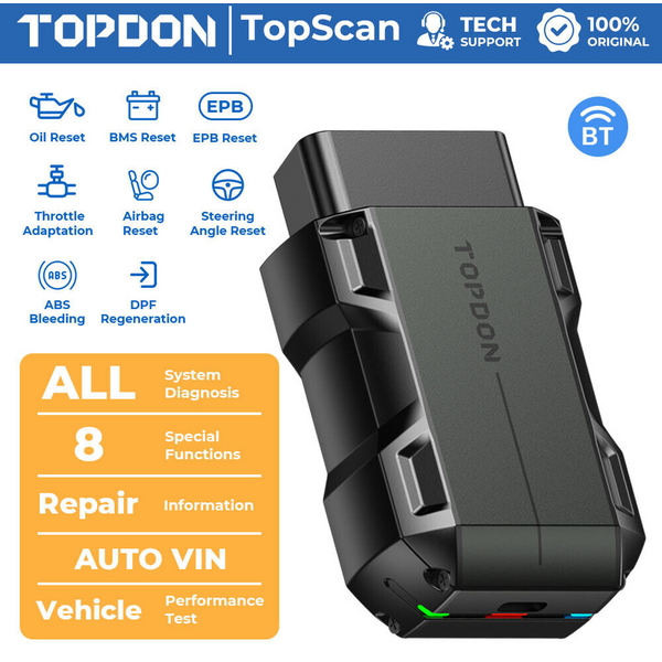 TOPDON TopScan Lite Scanner Smart Diagnostic Tool DTC Repair Guide Bluetooth OBD2 Code Reader Code Reader Full System
