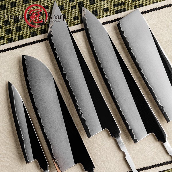 Grandsharp 1-5 pièces Lame de couteau vierge pour bricolage sans manche, en acier composite 3 couches (noyau en acier PM204), outil de cuisine, coupe-viande