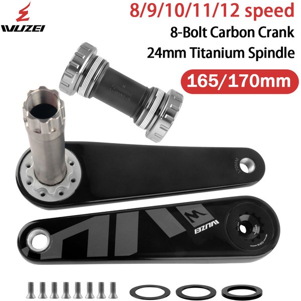 WUZEI Rennrad Carbon Kurbel 24 mm Spindel 165 170 mm Fahrradkurbelgarnitur 8 Schrauben Direktmontage Speed Bike Kettenrad für Shimano R8000