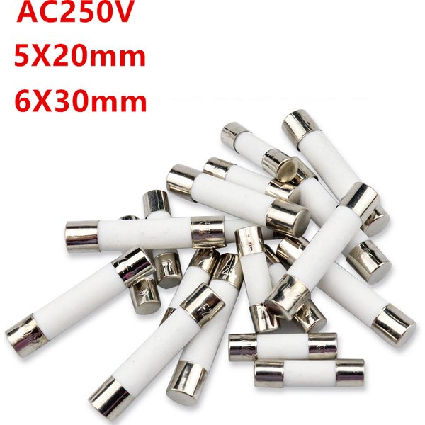 Fusibles à tube à soufflage rapide, fusibles en céramique Chrysler, une vente, 250V, 100MA, 200MA, 300MA, 8A, 10A, 12A, 15A, 20A, 25A, 30A, 10 pièces par lot, 5x20mm, 6x30mm