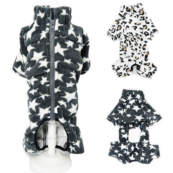 Fleece Dog Coat for Small Dogs Windproof Warm Pet Jumpsuit with Zipper Doggie Winter Outfit Fully-Covered Tummy for Boy/Girl Dog
