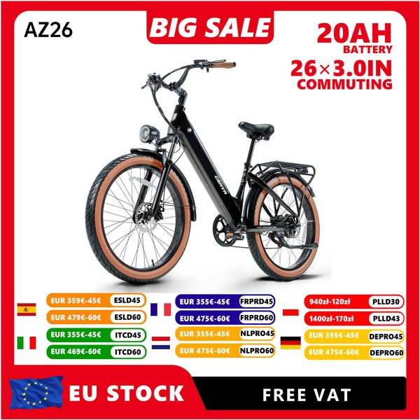 CEAYA AZ26 Elektrofahrrad 48V 20AH Akku City E-Bike 26*3.0 Fat Tire Step-Through E-Bike 7-Gang Erwachsenen E-Bike