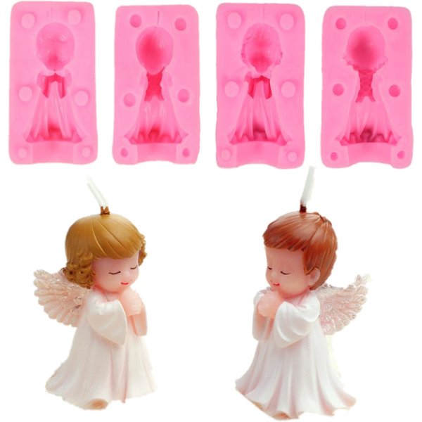 3D ange fille garçon bougie Silicone moule sucette savon moule goutte moule cuisson gâteau Silicone moule bougie faisant corps moule