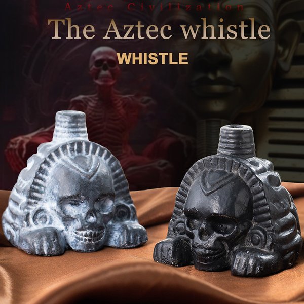 Authentique sifflet aztèque fort Spookys aztèque effrayant sifflet de mort réaliste hurlant humain fantôme aztèque sifflet de guerre tête de crâne jouet