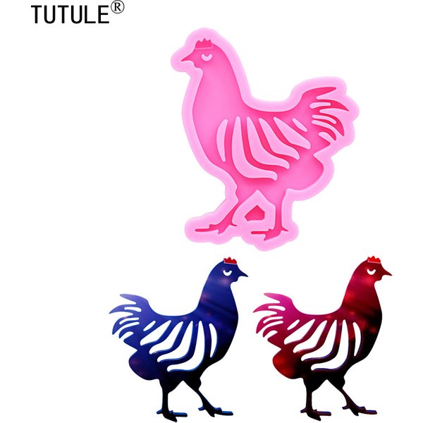 Shiny Chicken Silicone Mold Making With Epoxy Chicken Keychain Pendant Clay Accessories Silicone Mould Fondant Chocolate Molds