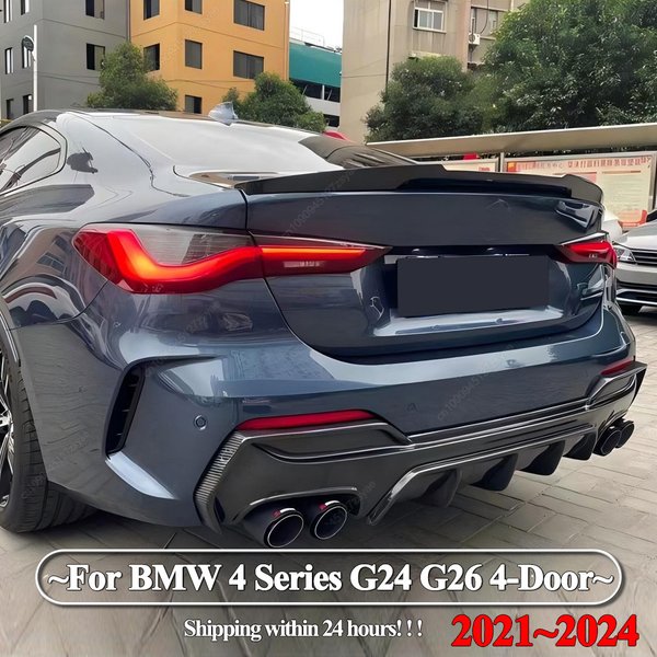 M4 Style Rear Bumper Lip Trunk Spoiler Wing For BMW 4 Series G24 G26 420i 430i I4 M50 4-Door Gran Coupe 2021-2024 Black Tuning
