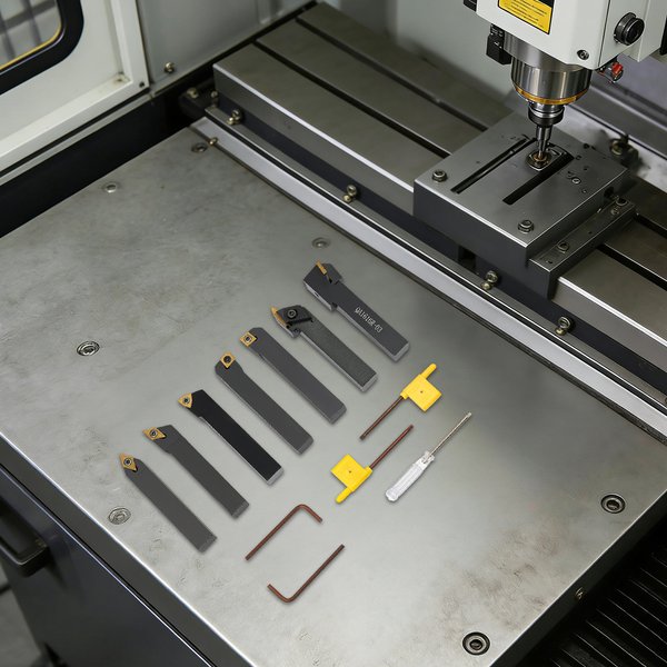7-teiliges 16-mm-Schaft-Drehwerkzeugset mit Indexierfunktion, titanbeschichtete P30-Hartmetalleinsätze, 40Cr-Stahlhalter mit Holzaufbewahrungsbox für CNC-Metallbearbeitung