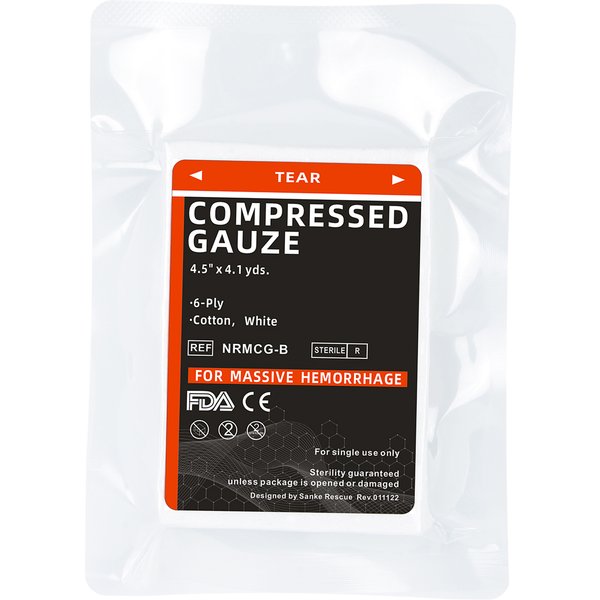 Rouleau de gaze de stérilisation compressée, bandage médical d'urgence, bandage de contrôle hémostatique, emballage sous vide, plié en Z, premiers soins