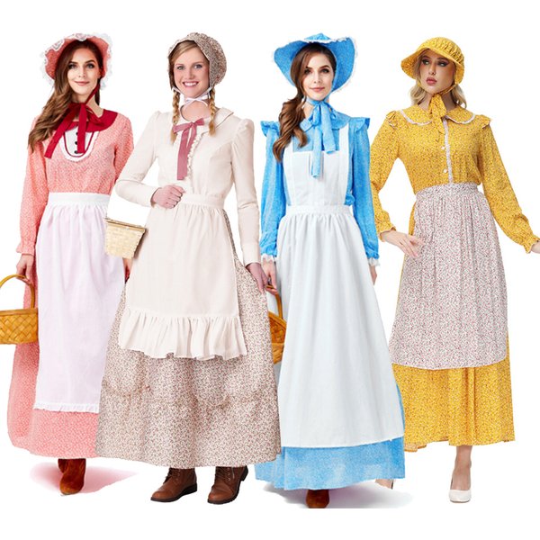 Carnaval Halloween petite maison Costume prairie pionnier Olden Day fille Laura jeu de rôle Cosplay déguisement robe de soirée