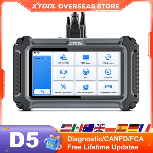 XTOOL D5 OBD2 outil de Diagnostic de voiture Auto VIN Scanner automobile réinitialiser l'huile Code d'injecteur intégré FCA/CANFD mise à jour gratuite à vie