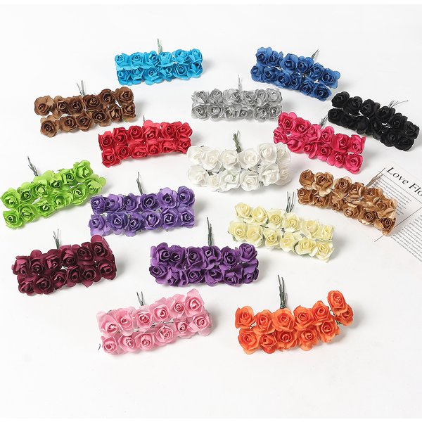 Mini Bouquet de roses artificielles en papier, fausses fleurs pour décoration de maison, de mariage, de noël et du nouvel an 2023, accessoires d'ornements