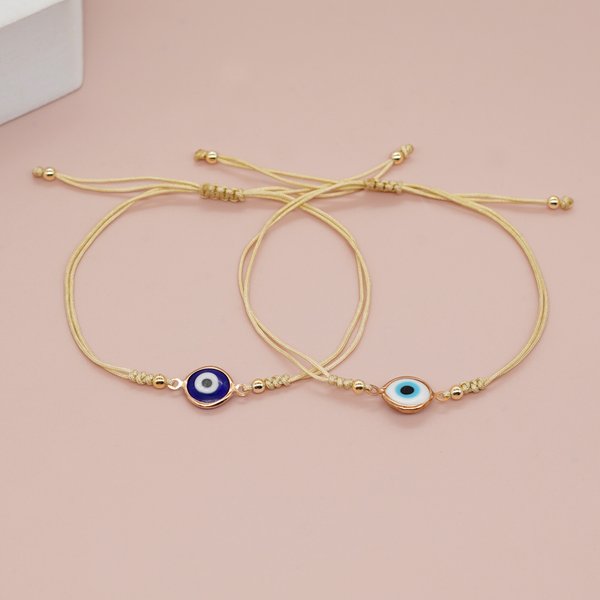 Go2boho Neu in Emaille Evil Eye Seil Freundschaftsarmband verstellbar Damen Herren Kinder Sommerschmuck