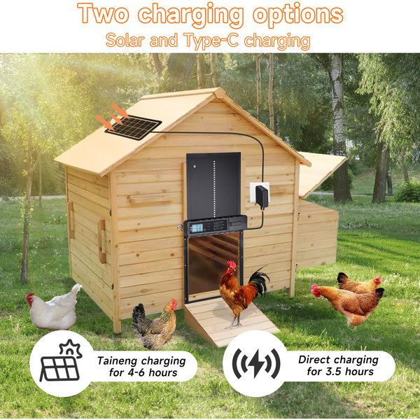 Automatic Chicken Coop Door, Aluminum Coop Doors with Timer and Protection Mechanism, Waterproof Auto Chicken Coop Door