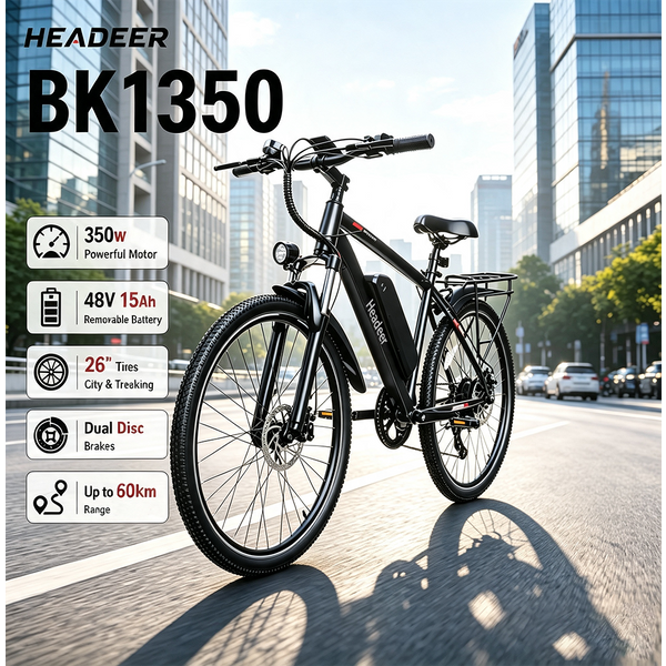 Elektrofahrrad HEADER BK1350, 500W Motor, Batterie 48V15Ah, Höchstgeschwindigkeit 35 km/h, 26-Zoll-Reifen, 60 km Reichweite, Doppelscheibenbremsen