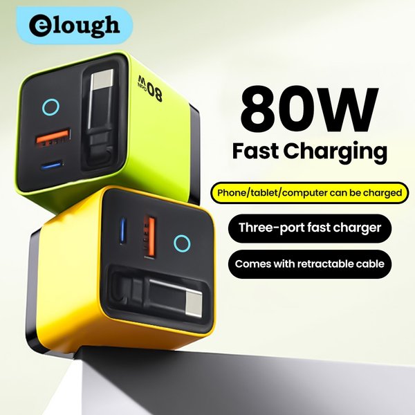 Elough – chargeur en nitrure de gallium 80W, câble de données évolutif pour Iphone Huawei A + C, protocole complet, tête de charge multi-ports
