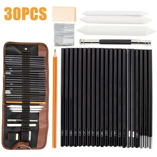 30-teiliges Zeichen- und Anfänger-Skizzen-Set, Kohle, Bleistift, Kunst, Malerei, Skizze, Schreibwaren-Set