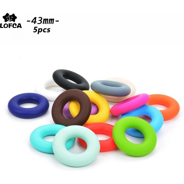LOFCA beignet 5 pièces perles de Silicone pendentif anneau de dentition collier dentition à mâcher mignon bébé jouet à croquer bijoux sucette Clip de fixation