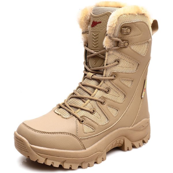 New Warm Plush Snow Boots Men Lace Up Casual High Top Men's Boots Waterproof Winter Boots Anti-Slip Ankle Boots Army Work Boots