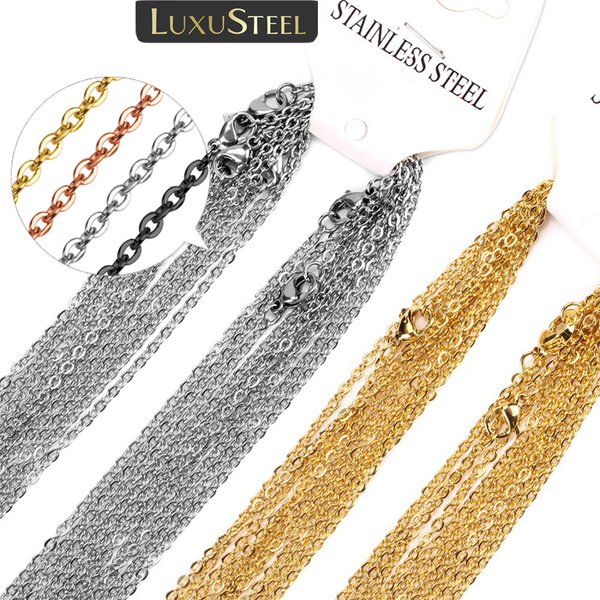 Luxusteel 10 pièces/lot chaînes en acier inoxydable 2mm/1mm forme O Rolo lien cubain Long collier pour femmes pendentif bijoux à bricoler soi-même en gros