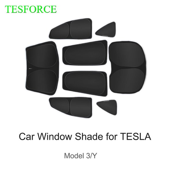 Pare-soleil de voiture pour Tesla modèle 3 Y 2017 – 2023, couverture de protection pour pare-brise, fenêtre latérale avant, aveugle de confidentialité pour enfants