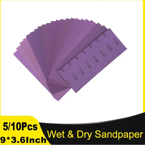 Wet Dry Sandpaper 9 X 3.6-Inch Sanding Sheet 60 To 10000 Grit for Automotive Wood Metal Furniture Polishing Finishing 5/10 Piece