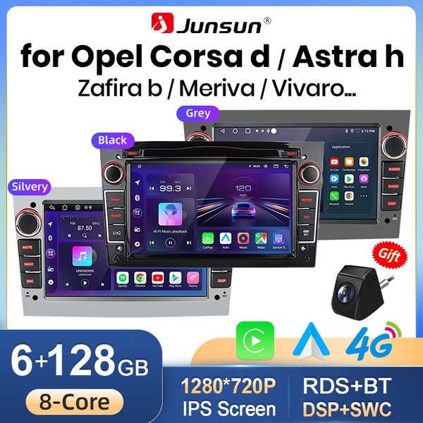 Junsun 7-Zoll-Android-Autoradio für Opel Astra H G J Zafira B Corsa C D Antara Vectra Vivaro, kabelloses CarPlay, Android Auto, GPS-Navigation, Multimedia-Player, IPS-Touchscreen, WLAN, 4G, DSP, RDS,