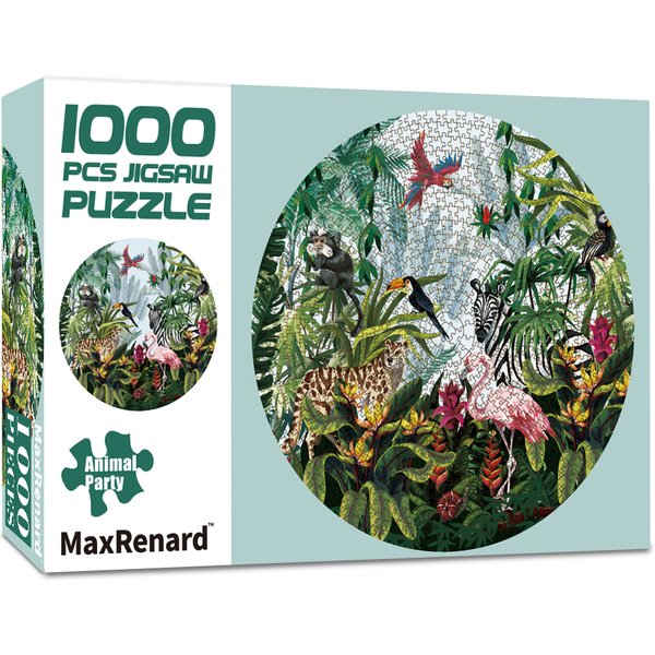 MaxRenard Jigsaw Puzzle 1000 Pieces for Adult Round Puzzle Toy Animal Party Environmentally Friendly Paper Christmas Gift Toy