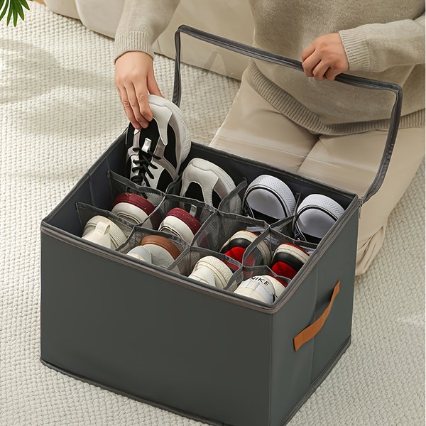 Faltbare Stoff-Schuhbox mit Deckel, Staubdichter Organizer für Kleidung & Accessoires, Multifunktionale Aufbewahrung für Zuhause