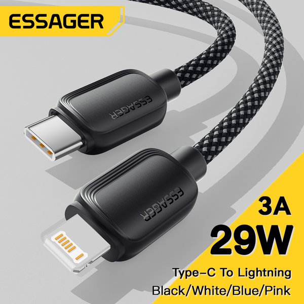 Essager-Câble USB Type-C PD 20W pour recharge rapide, cordon de chargeur USB-C avec éclairage pour iPhone 14, 13, 12, 11 Pro Max, XS et Macbook, 29W