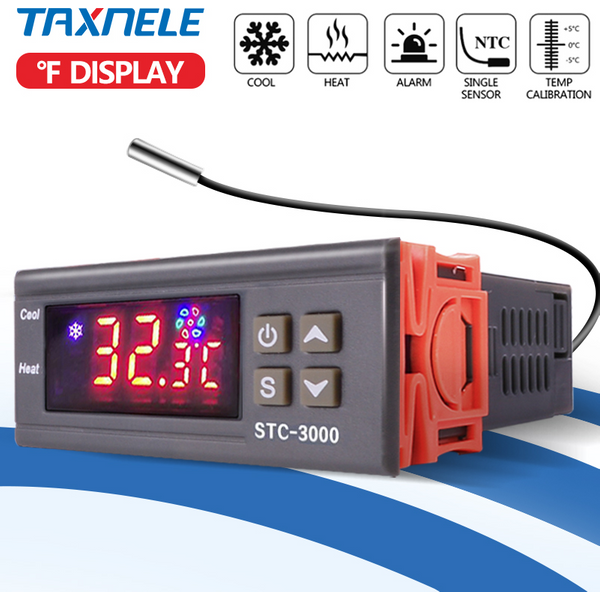Contrôleur de température numérique STC-1000 220V 12V, thermostat à deux relais pour incubateur, chauffage, refroidissement, thermorégulateur