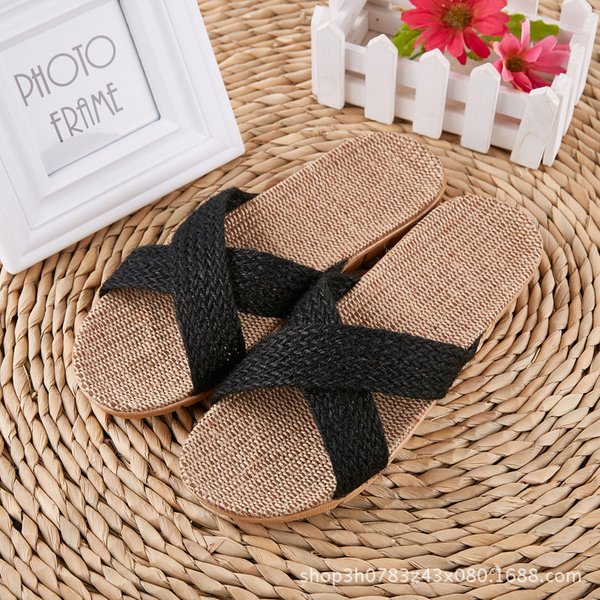 Mode hommes lin pantoufles unisexe fond souple antidérapant loisirs maison pantoufles chaussures d'intérieur hommes plage diapositives Pantoufle Homme