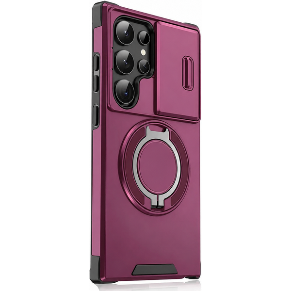 Magnetyczny uchwyt, pancerne etui odporne na wstrząsy do Samsung Galaxy S26 S23 S24 FE S25 EDGE Plus S22 S21 Ultra z przesuwaną osłoną na aparat.