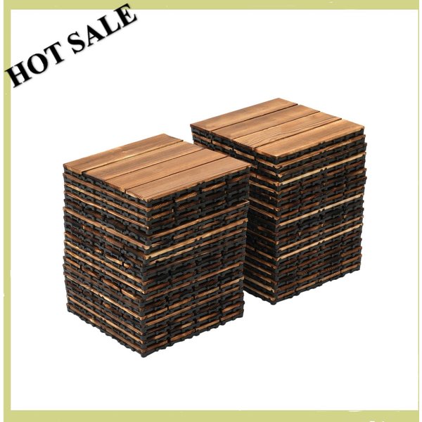 Lot de 36 dalles de terrasse emboîtables 12x12 pouces, dalles de sol en bois dur pour patio, imperméables pour balcon, jardin, piscine