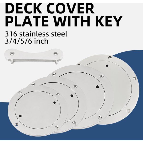 1 Pc Marine 316 Stainless Steel Inspection Hatch Deck Plate Cover with Key 3/4/5/6 Inch for Boat Yacht Accessories Hardware