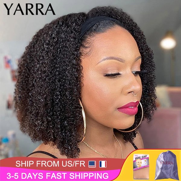 YARRA-Perruque Brésilienne Naturelle Remy, Cheveux Crépus Bouclés, Afro, Fait à la Machine, Densité 180%, pour Femme Noire