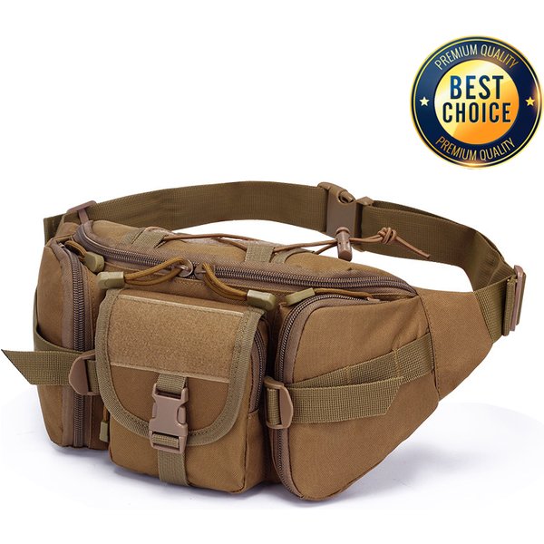 Men Waist Bag Pack Purse Casual Large Multifunctional Belt Bag Pouch Tactical Outdoor Hiking Mountain Camo Travel Bag Phone Fi